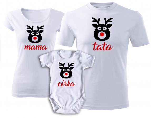 Zestaw koszulek Świątecznych MAMA TATA CÓRKA - RENIFERY
