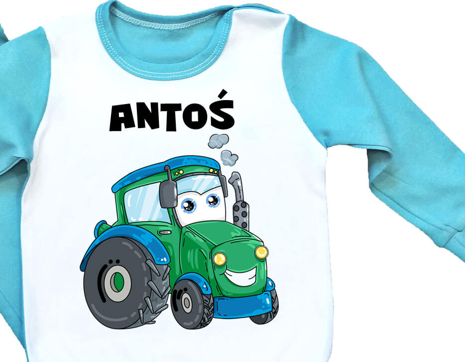Piżamka dziecięca z traktorkiem oraz imieniem