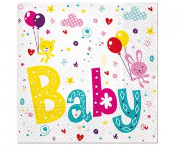 Serwetki papierowe na ROCZEK nadruk PAW For Baby - 33x33 cm, 20 szt