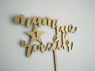 Topper na ROCZEK, toper na tort - mam już roczek, złoty