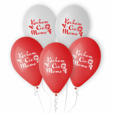 Balony z nadrukiem Kocham Cię Mamo, na dzień MAMY