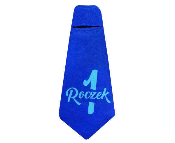 Krawat na ROCZEK z jedynką, na urodziny, niebieski