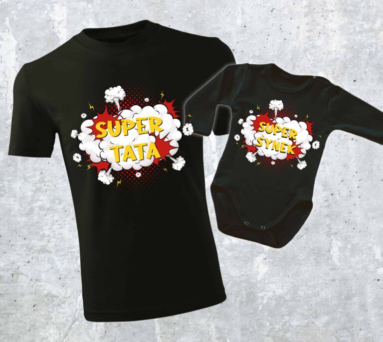 Koszulki SUPER TATA + SUPER SYN zestaw, ver2