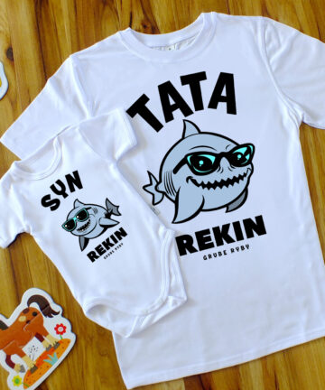 Zestaw koszulek dla TATA i SYNKA - REKINY grube ryby