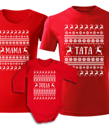 Komplet koszulek Świątecznych MAMA TATA DZIECKO sweterki