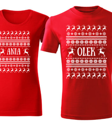 Koszulki świąteczne dla PAR sweterki z imionami, komplet