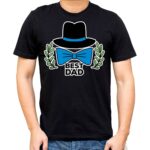 M22-best-dad-najlepszy-tata-dzien-ojca-czarna Koszulka dla TATY - BEST DAD z kapeluszem i muszką