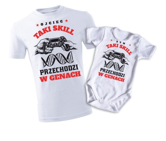 KOMPLET koszulek TATA + SYN - dla graczy GAME SKILL GENY KOMPLET koszulek TATA + SYN - dla graczy GAME SKILL GENY